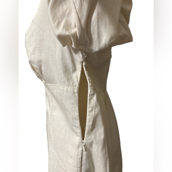 Free People Cheyenne Denim Mini Dress in Ivory - SMALL NWT - Picture 11 of 13